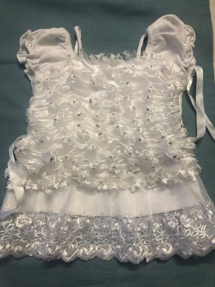 White Party Wear Frock With Panty