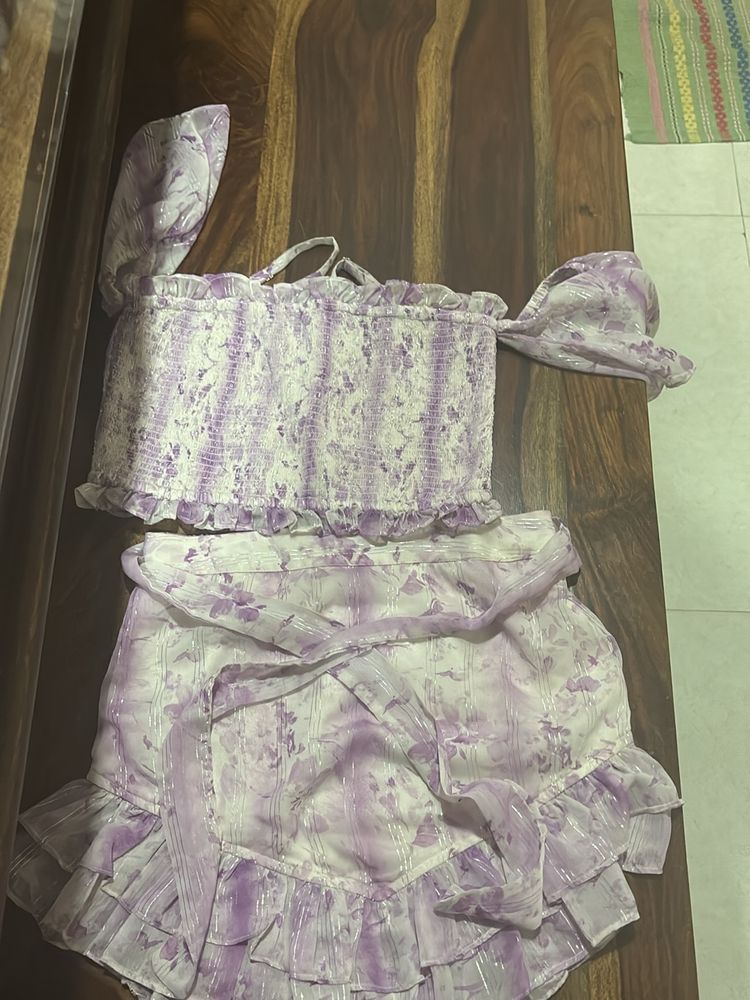 AND Girls Off shoulder Top With Skirt