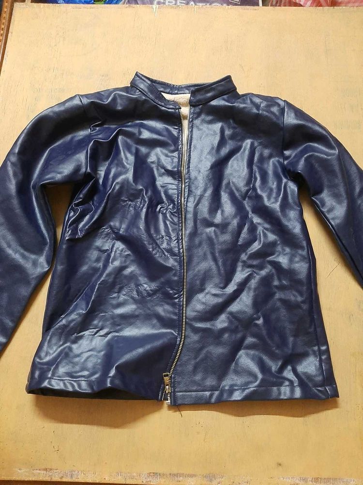 new condition navy blue leather jacket