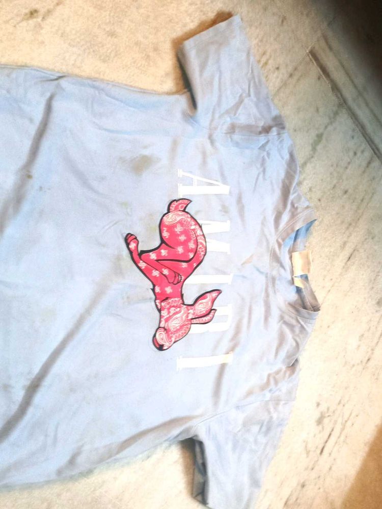 AMIRI Bunny Print Tee - Light Blue