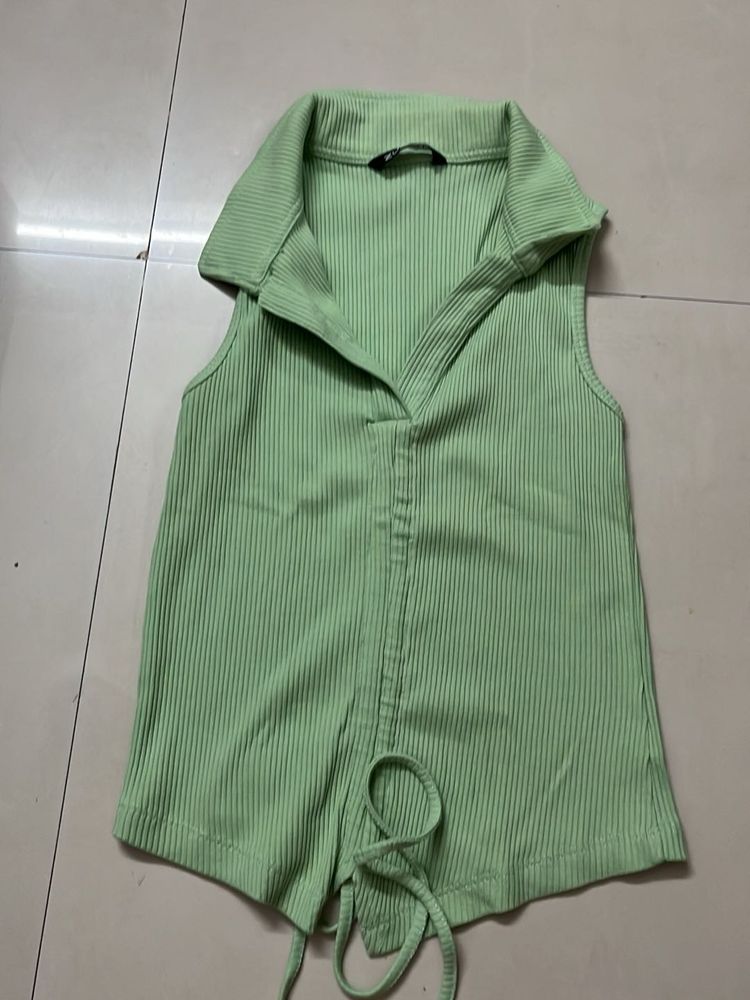 Green Ribbed Top