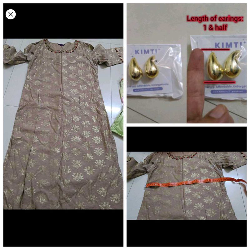 Women M Ethnic Kurta with Earrings