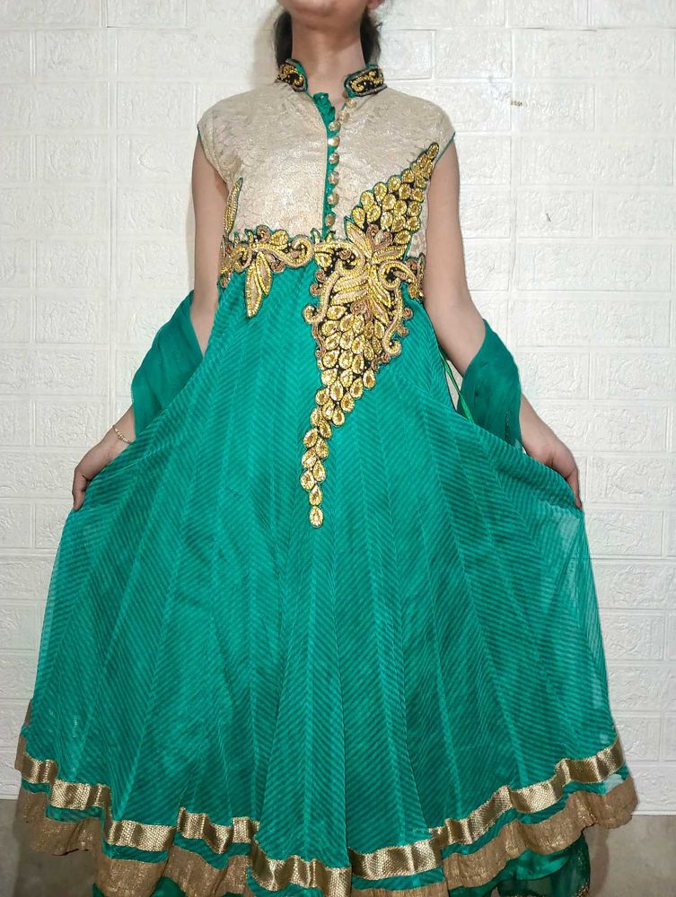 Elegant Ethnic Gown with Dupatta