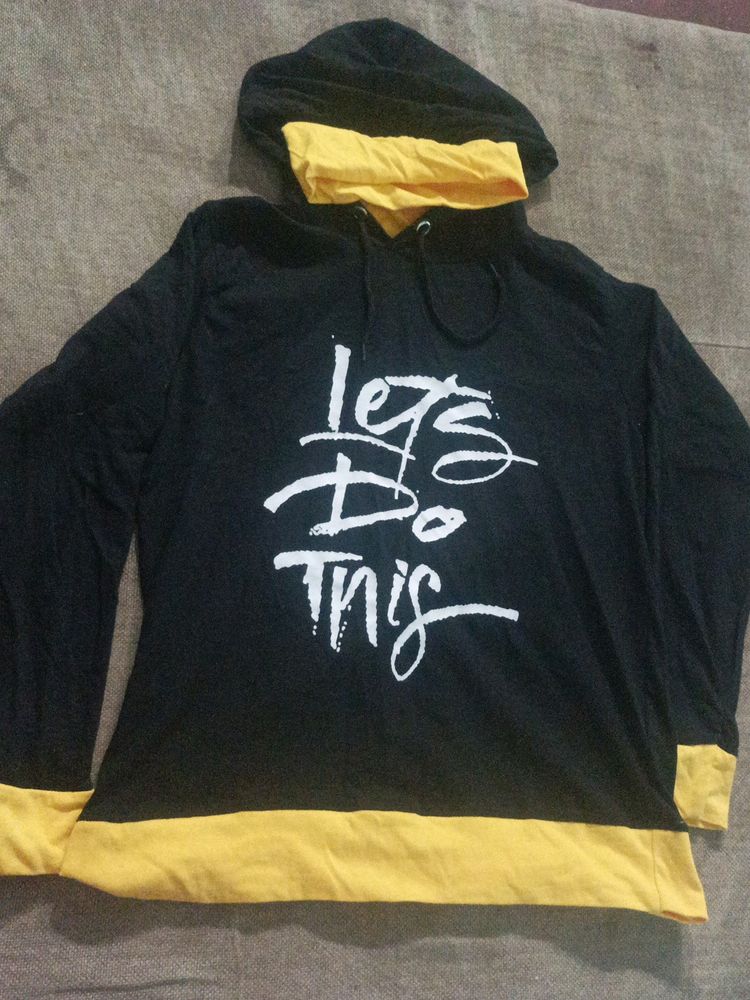 Black N Yellow Party Wear Hoodie