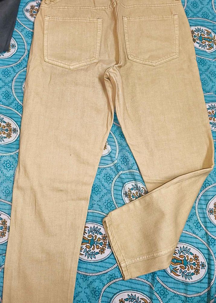 beige Straight Leg Jeans