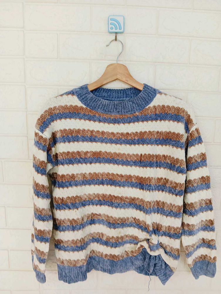 Striped Knit Pullover Sweater