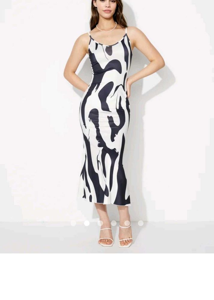 Trendy Zebra Print Midi Dress
