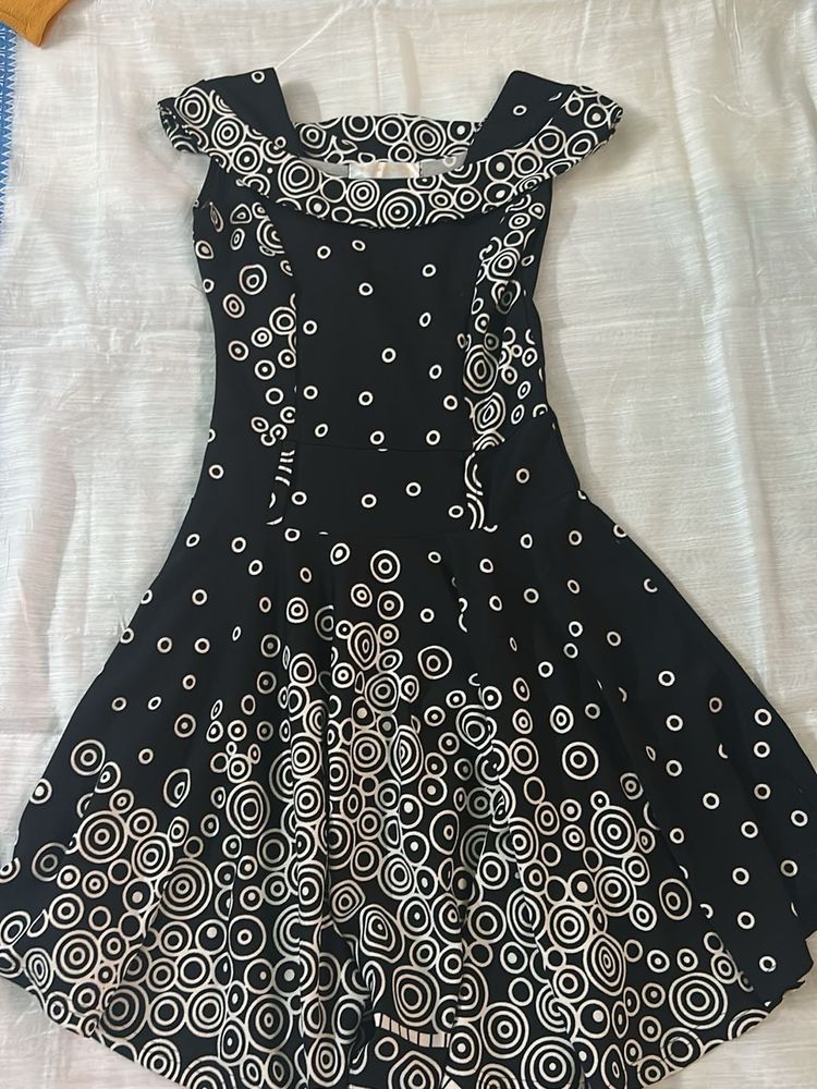 Vintage Circle Print Fit &amp; Flare Dress