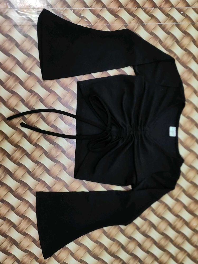 Black Bell Sleeve Top