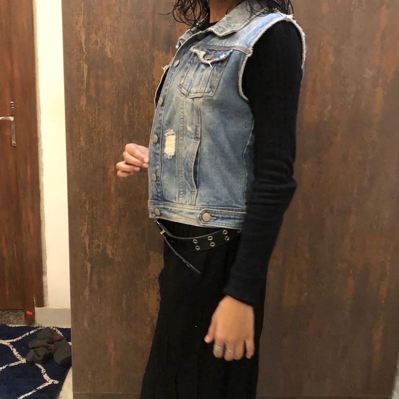 Distressed Denim Vest