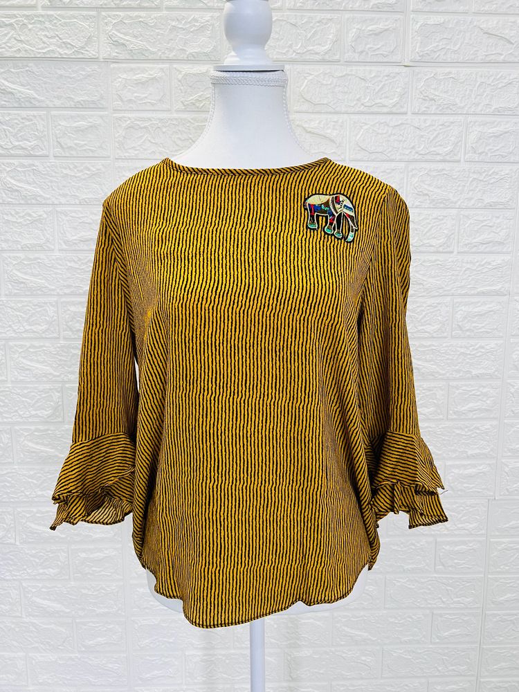 Womens Round Neck Checked Top