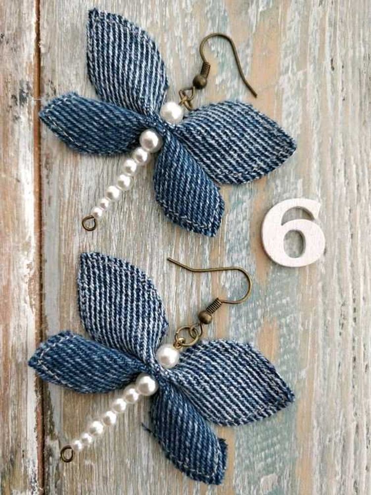 Denim Dragonfly Earrings🪶
