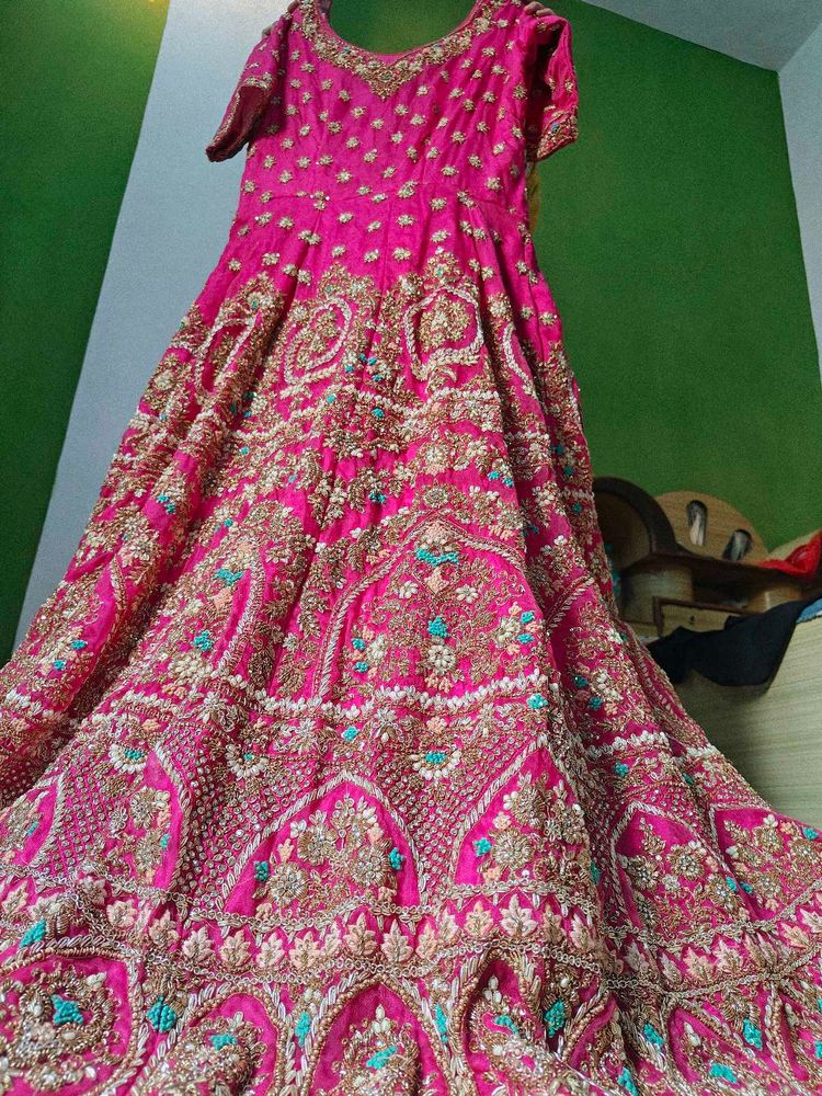 dabka work anarkali dress