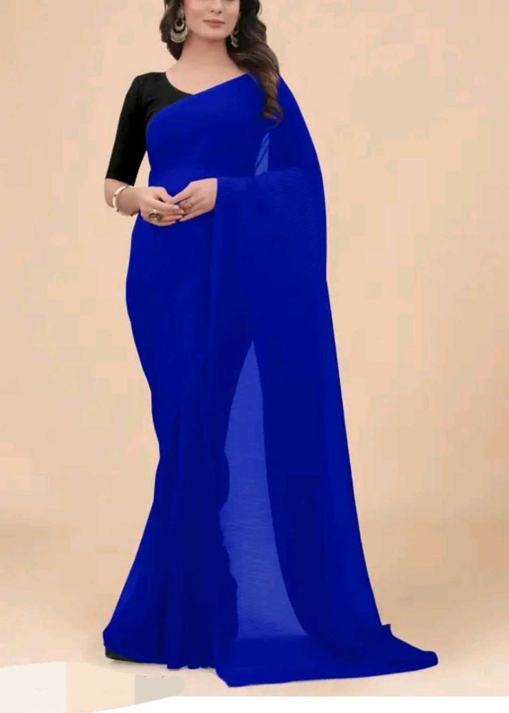 High-Quality Plain Georgette Saree