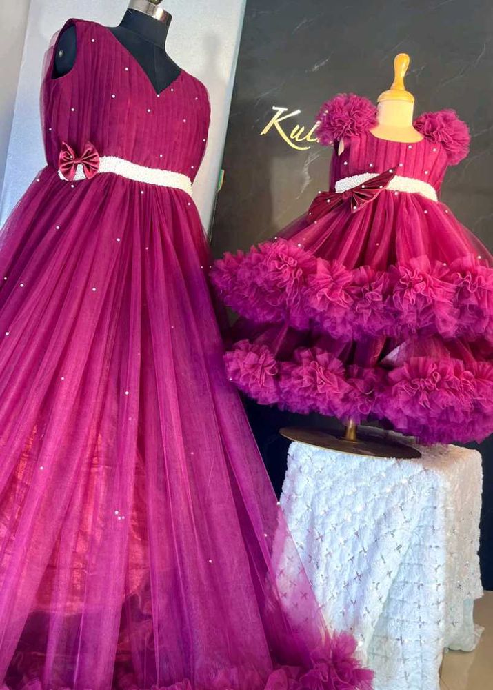 Mother Daughter Dress With Free Hair Accessories