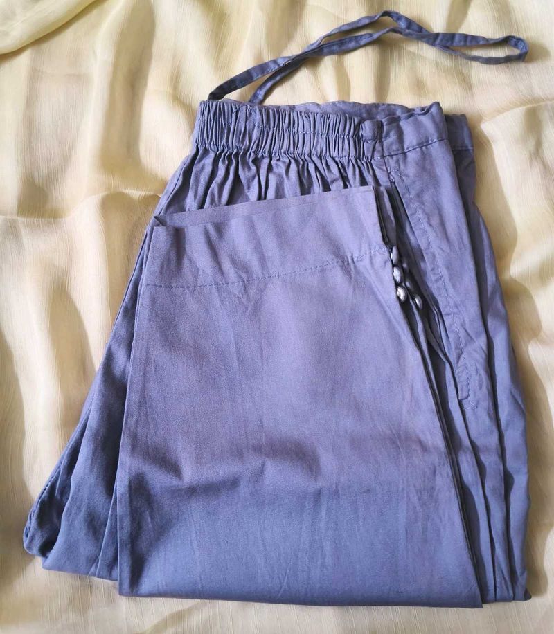 Pure Cotton Ash Colour Xl Pants For Women