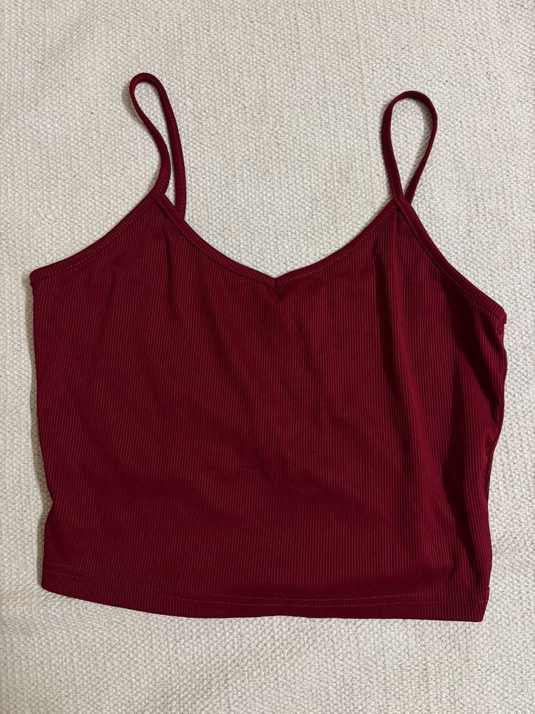 Red Sleeveless Crop Top