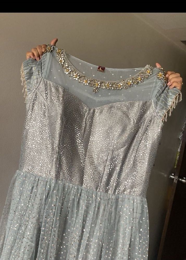 Elegant Silver Ethnic Gown