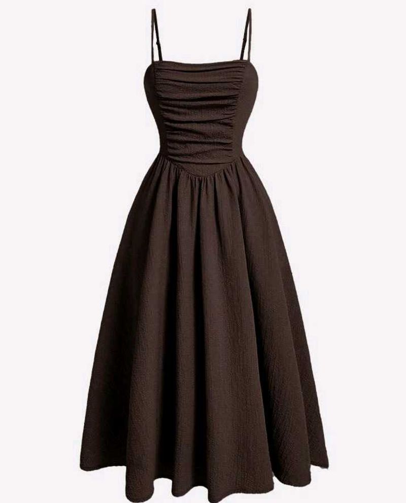 Ruched Bodice Midi Dress