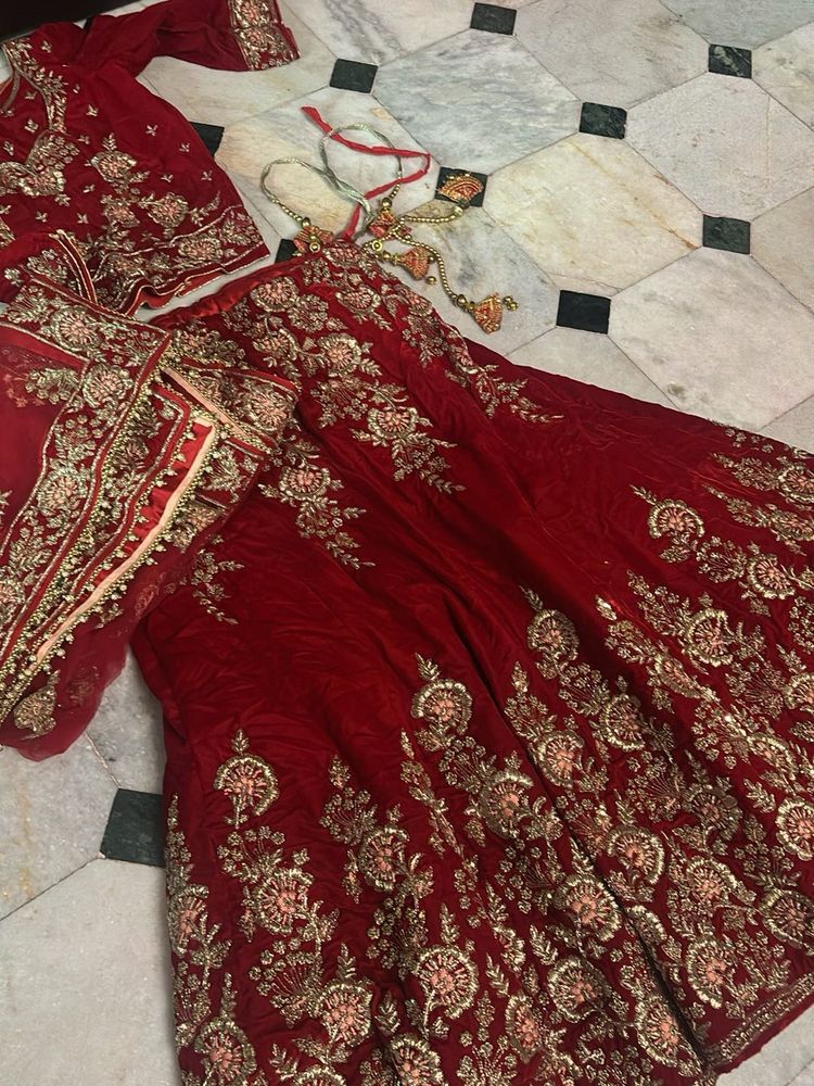 Red Embroidered Lehenga Choli