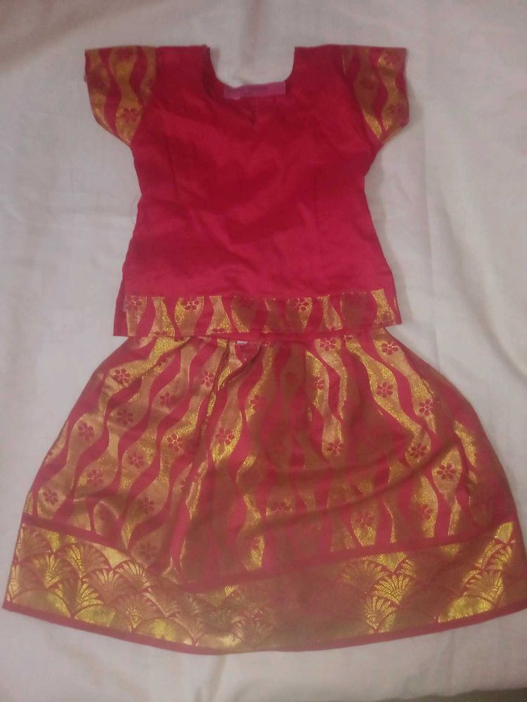 Girls Red &amp; Gold Ethnic Dress