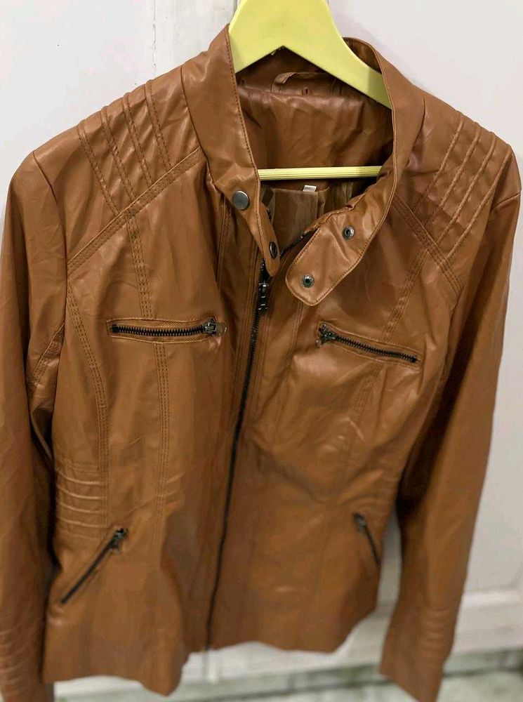 Tan Faux Leather Jacket