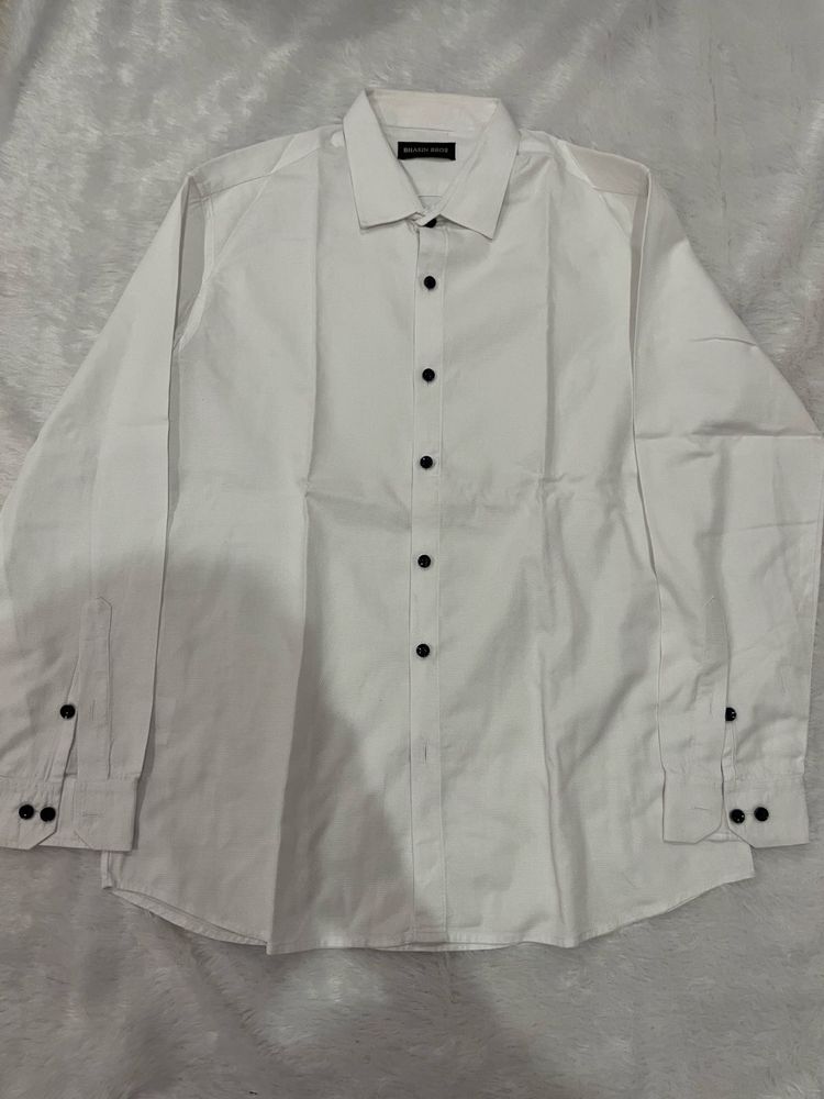 Crisp White Button-Down Shirt