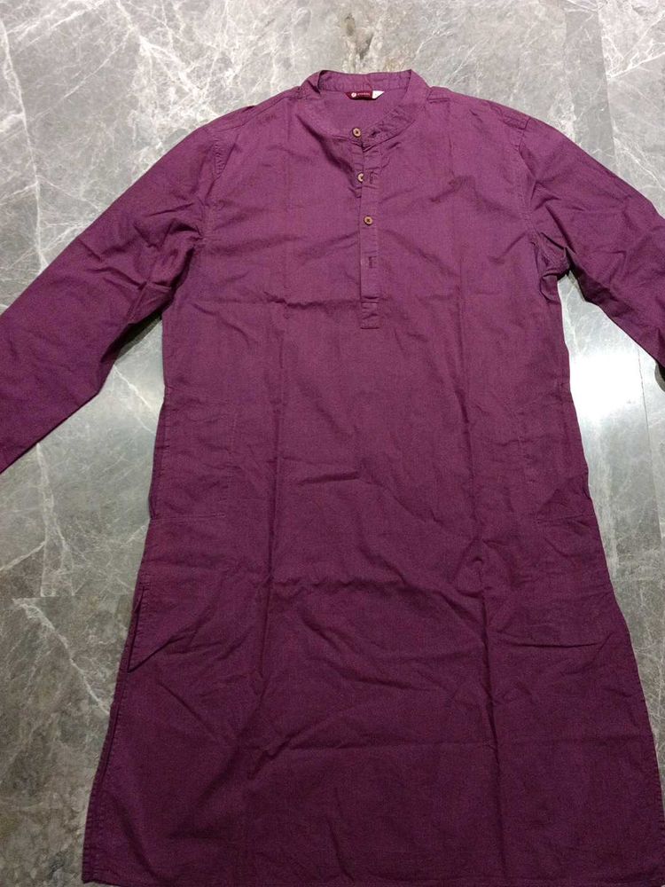 Maroon Cotton Kurta