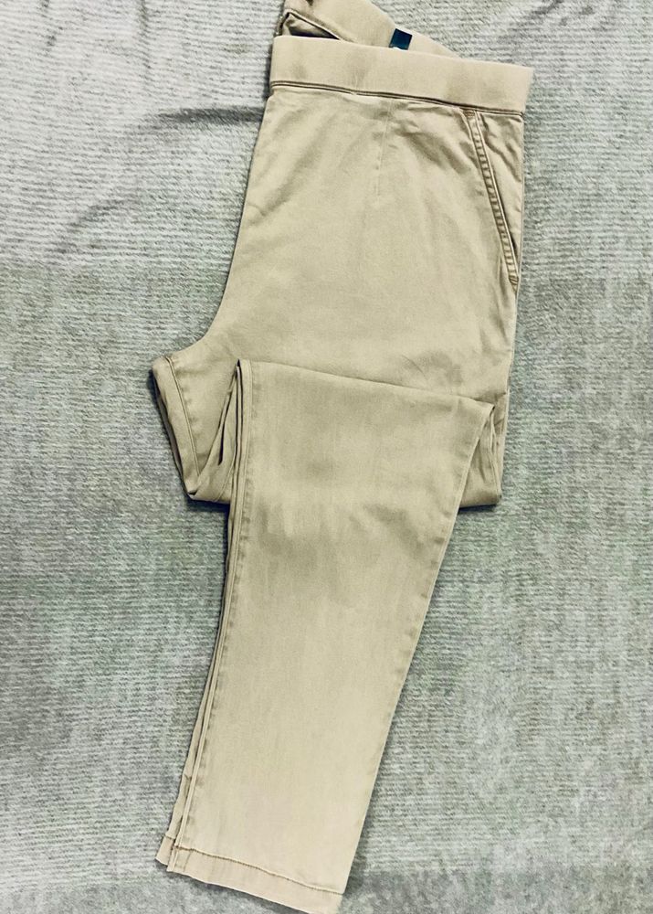 GO COLOURS - Beige Stretchable Casual Pants
