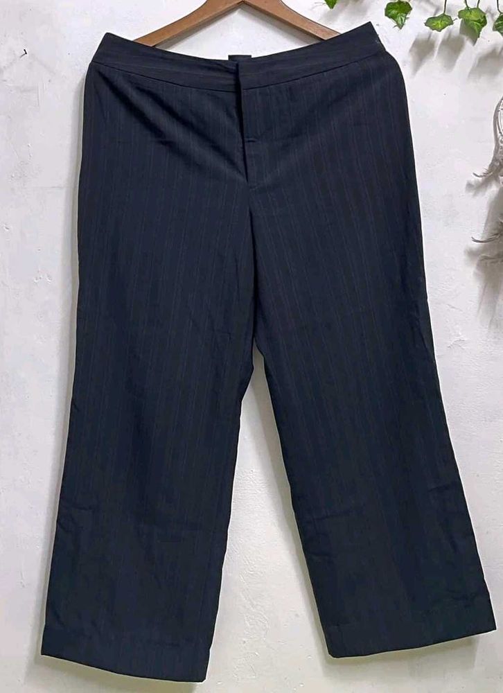 Club Monaco | Striped Black Wide Leg Pants