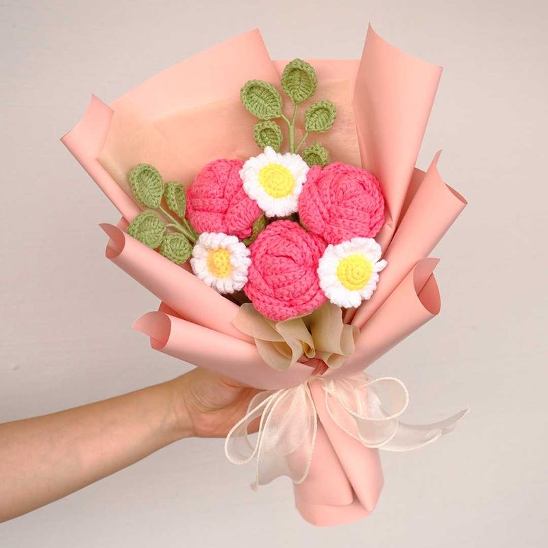 Pink🧶White 🤍  Bouquet 💐💐