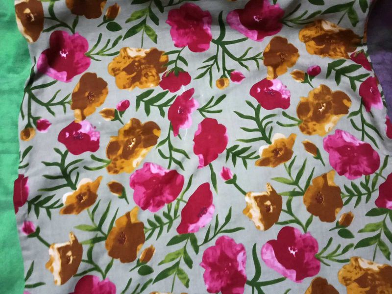 GentlyUsed RaniPinkFloral Print Jute kurti+Bottom