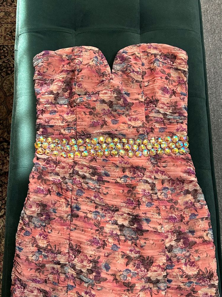 Floral Strapless Mini Dress