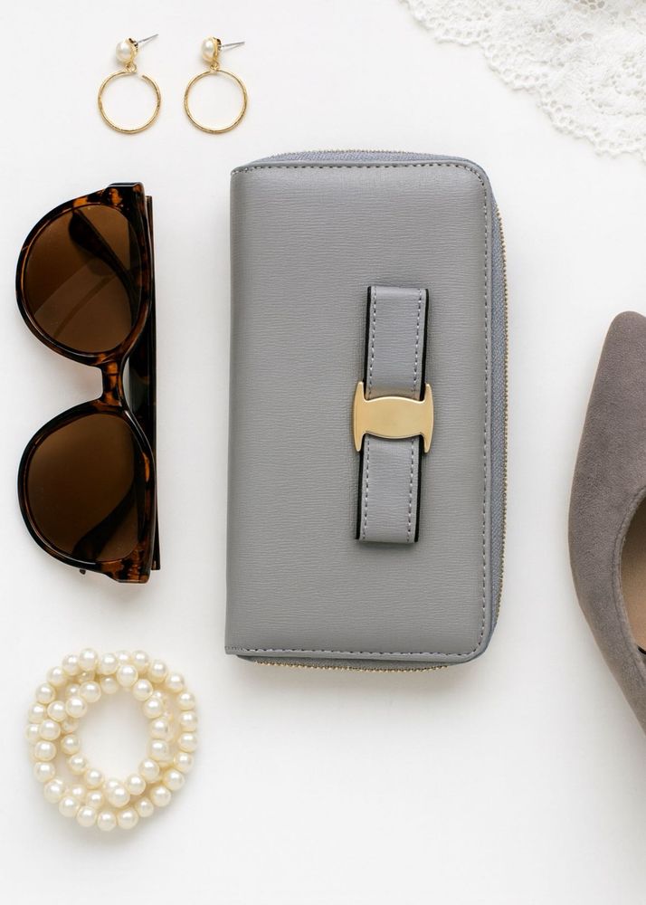 New gray Wallet with Gold Detail