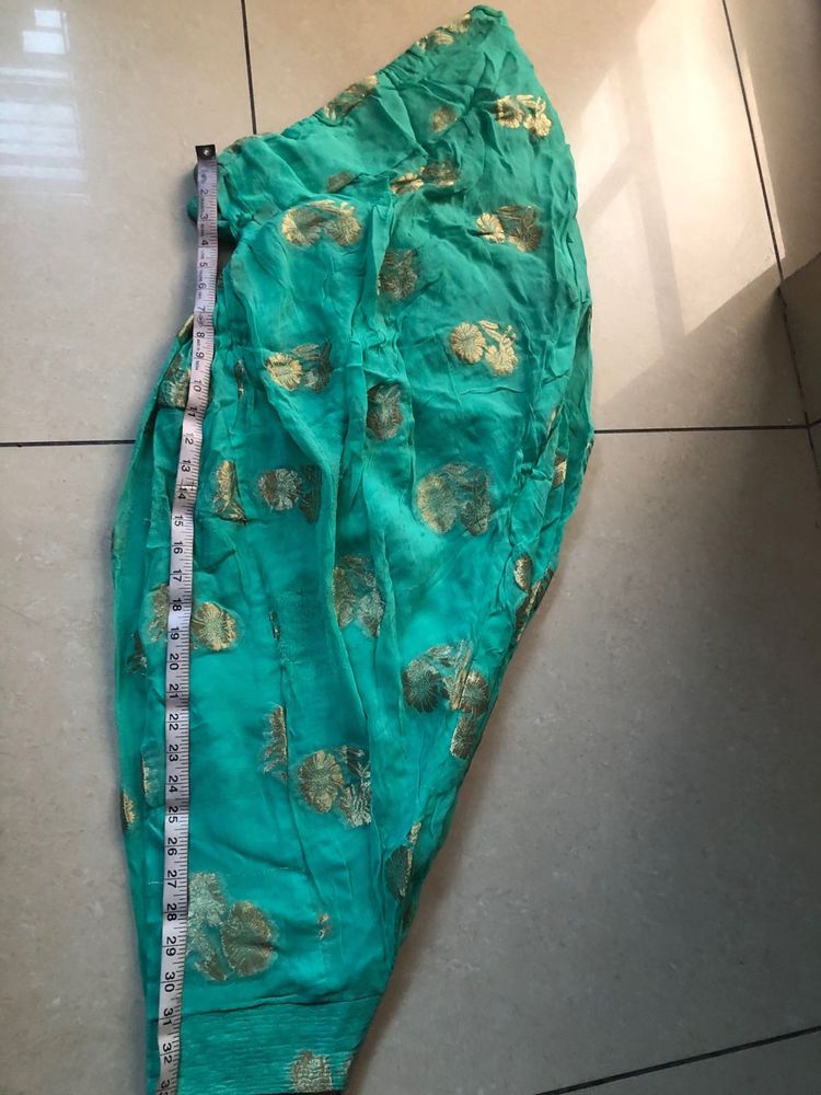 Teal And Gold Patterned Salwar