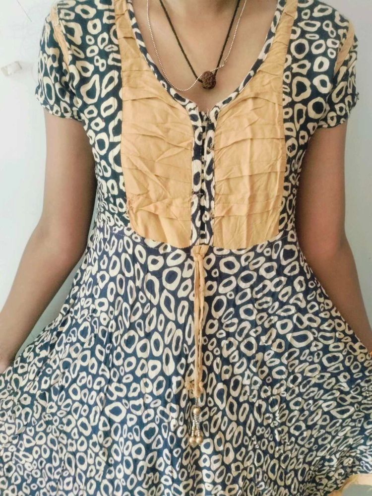 Blue And Brown Anarkali Kurti