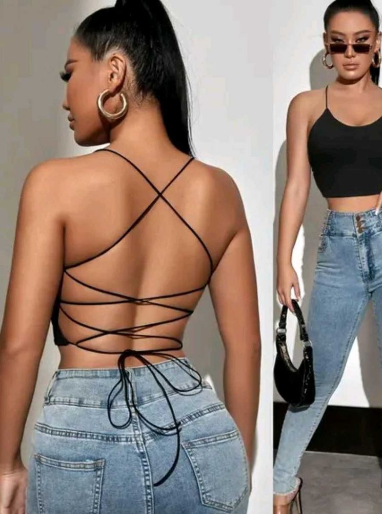 New Backless Black top for women