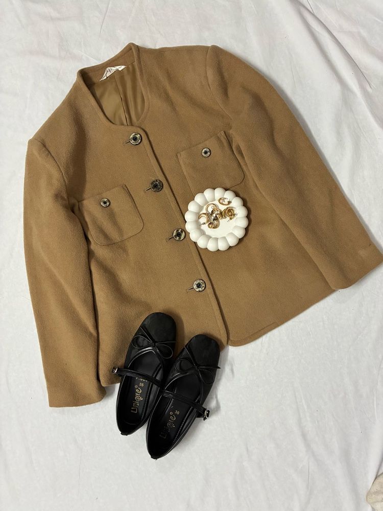 Vintage Tan Button-Down Jacket