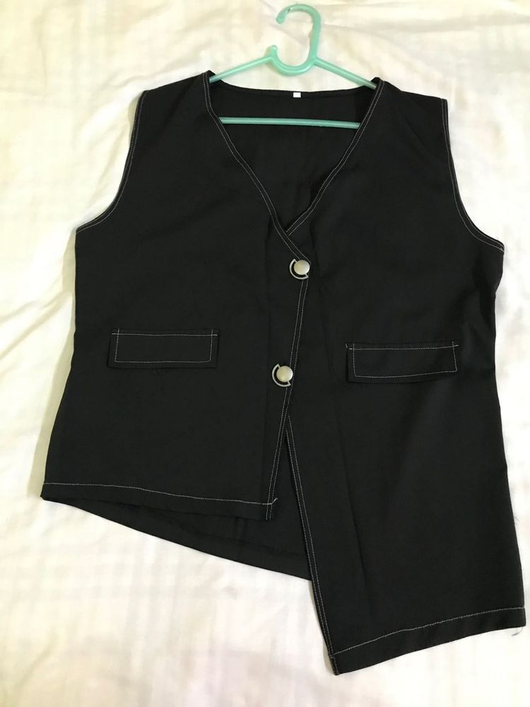 Black Casual Waist Coat Fits S/M