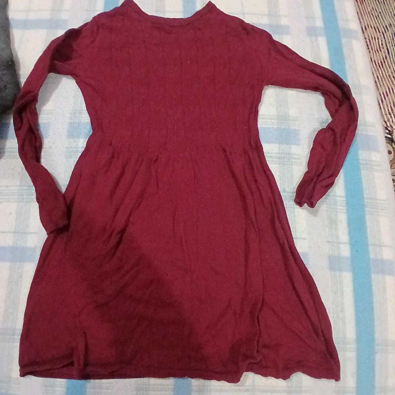 Burgundy Long Sleeve Dress