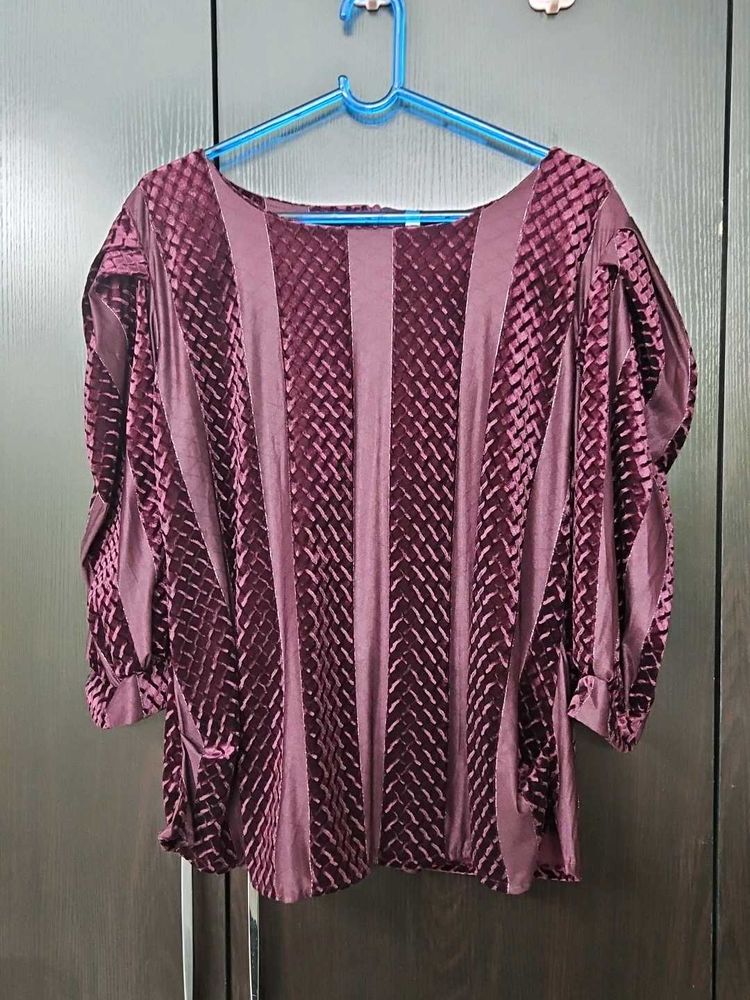 Plum Velvet Textured Top