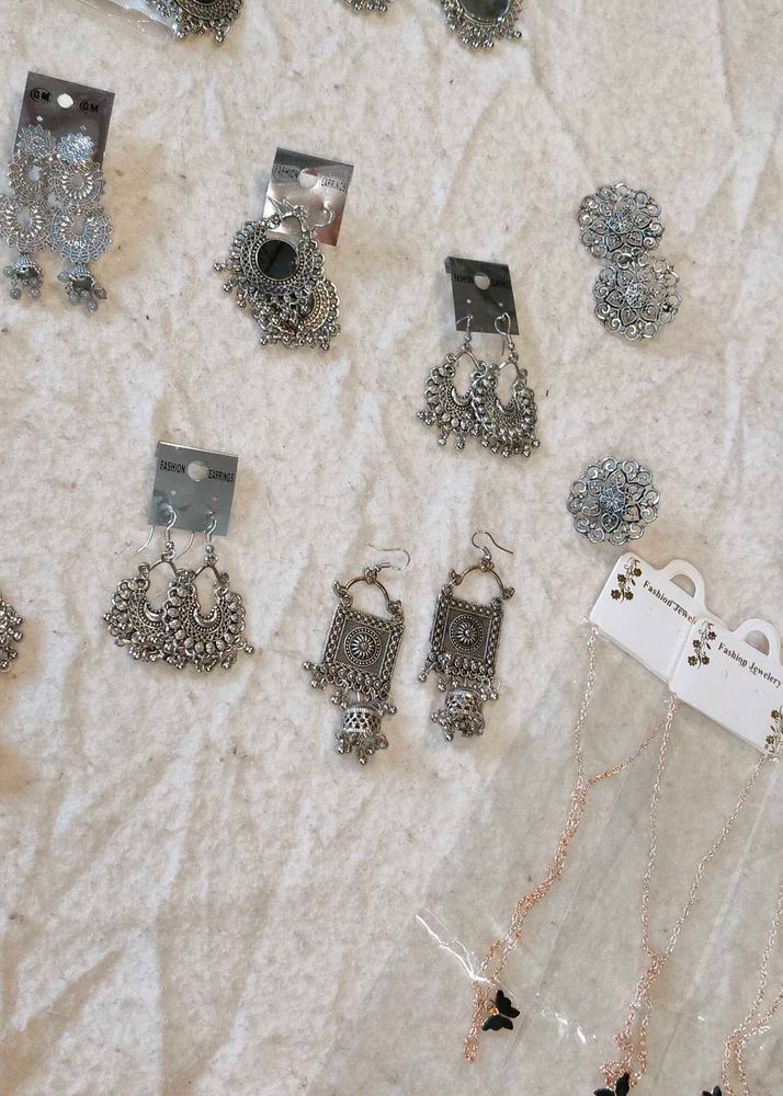 Oxidised Earrings And Necklace
