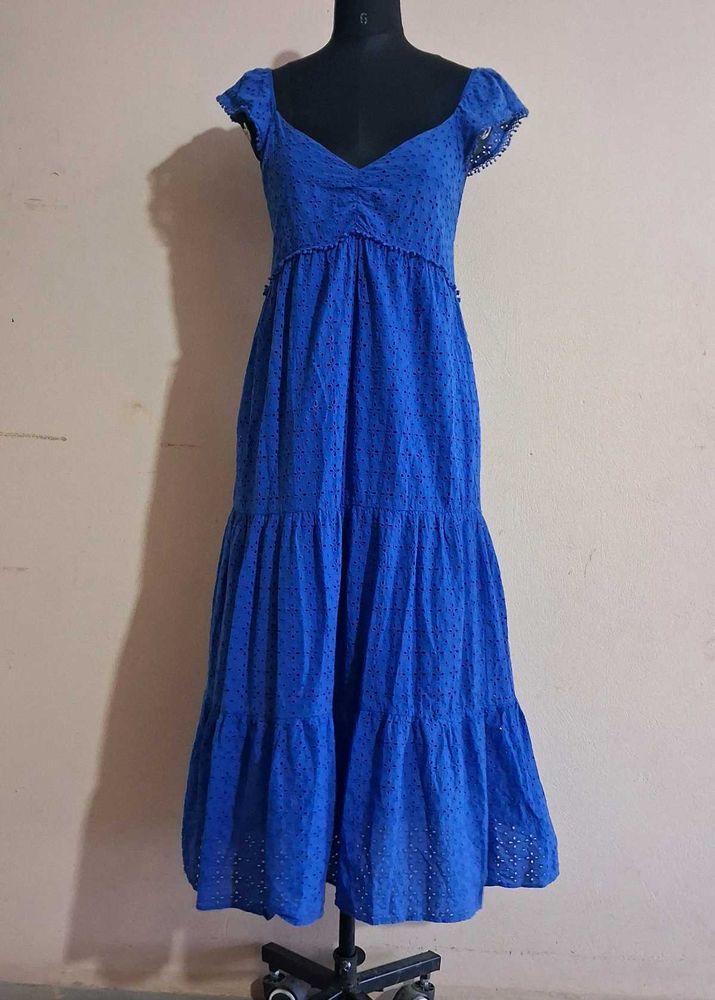 Blue Eyelet Maxi Dress