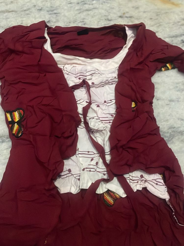 Unique Burgundy &amp; White Dress