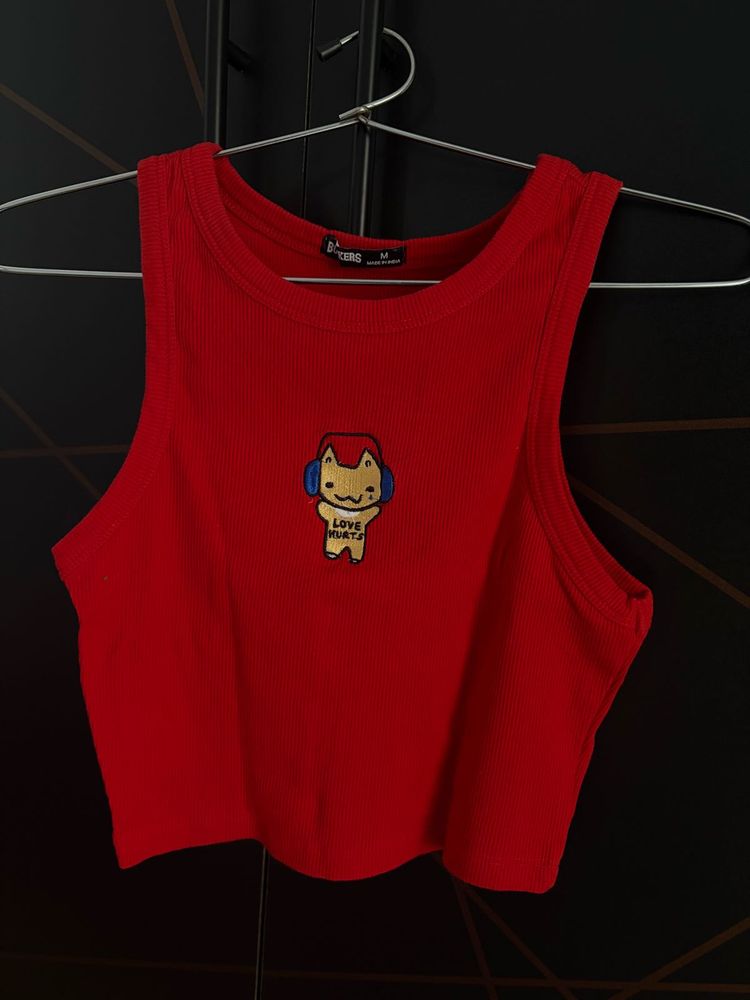 Red Graphic Print Tank Top