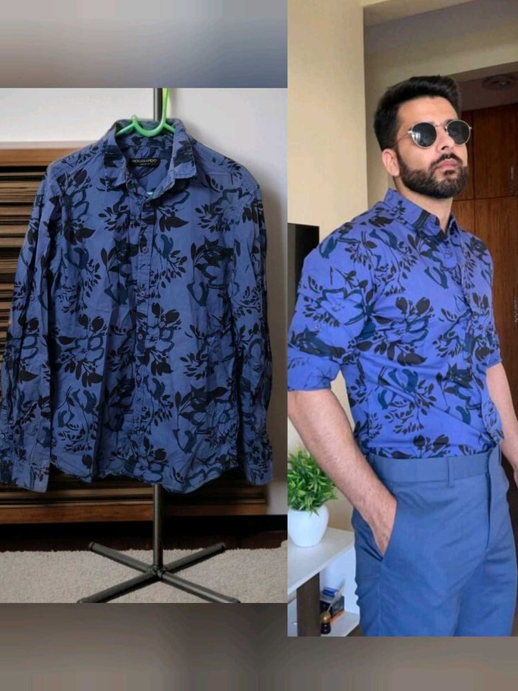 Pure Cotton Semi Formal Slim Fit Shirt For Men
