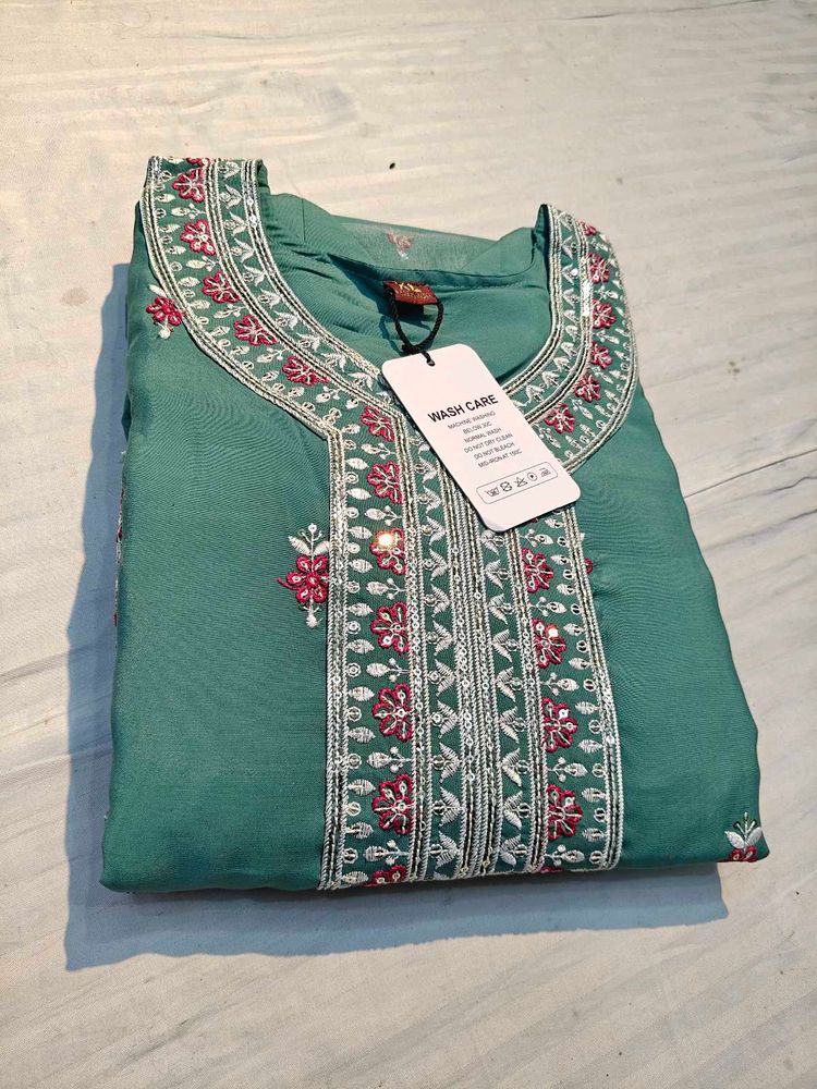 Embroidered Kurti - Teal