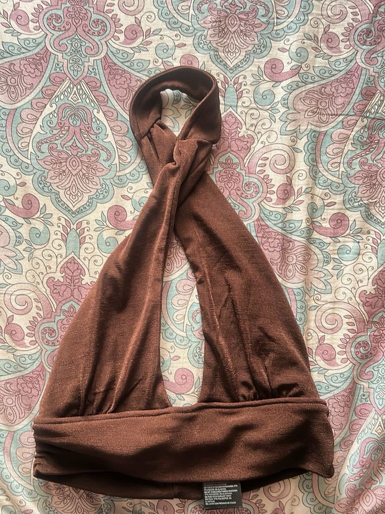 Brown Halter Crop Top
