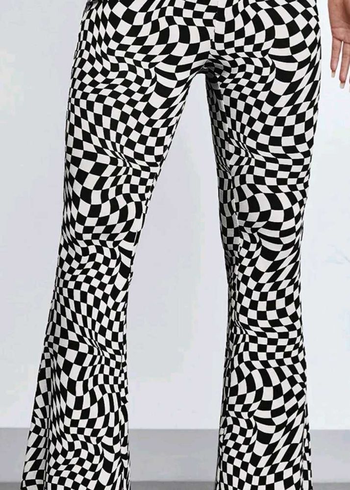 Checkered Print Flared Pants