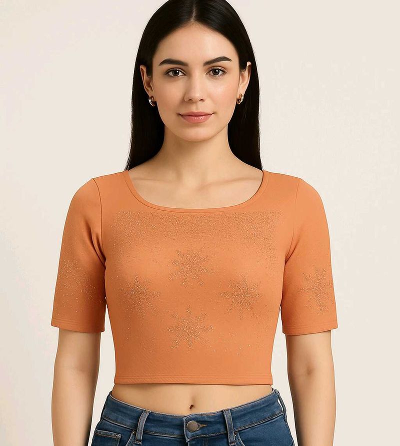 Embroidered Orange Blouse